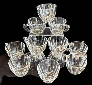 LR - Heisey Glass Punch Cups - Vintage Clear Ribbed Fluted, (Lot of 12)