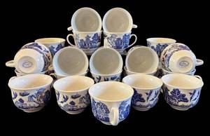 DR - Royal Cuthbertson Teacups - Blue & White (Lot of 21)