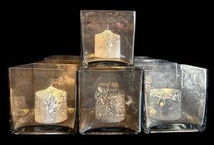 DR - Square Glass Votive Holders -  (Lot of 10)