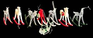 DR - Hand-blown Glass Rocking Horse Ornaments (Lot of 8) - 3 in Tall