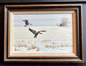 LR - M. Hansen 82 Geese in Snow - Framed Artwork