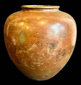 DR - Copper-Toned Patina Vase - 8 in tall, Earthy Colored Metal Vessel