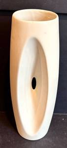 DR - Cream Ceramic Vase - Unique Oval Carved Panel