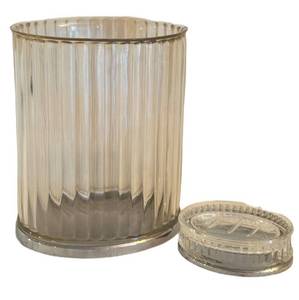 UL - Vintage Lucite Wastebasket with Glass Soap Dish - 2-Piece Set