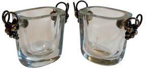 DR - Toothpick Holders - Pair of Vintage Swedish Art Deco Glass