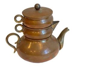 DR - Vintage Portugal Copper 3-Piece Stackable Teapot Set - Teapot, Creamer, Sugar