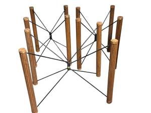 G - Three Folding Plant Stands - Wooden Posts with Metal Cross Braces