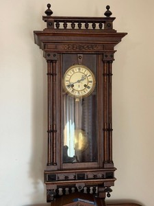 Antique Gustav Becker Style Wall Regulator Clock Wood Case Pendulum