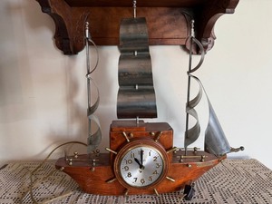 Sessions Yankee Clipper Ship Clock Vintage Electric Wood Mantel Clock