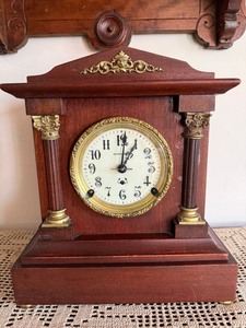 Seth Thomas Mantel Clock Wooden Case Bell Strike Pendulum 11.5in