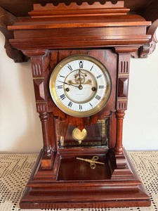 Antique E.N. Welch Shelf Mantel Clock Open Escapement Key Wind