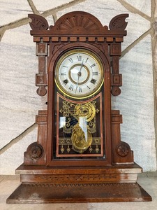Antique New Haven 8 Day Striking Gingerbread Shelf Clock