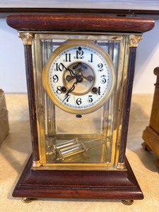 Waterbury Crystal Regulator Mantel Clock Brass Glass Case PartsRepair