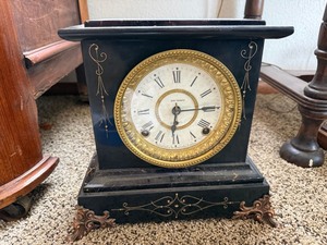 Seth Thomas Vintage Mantel Clock Black Case Roman Dial Untested