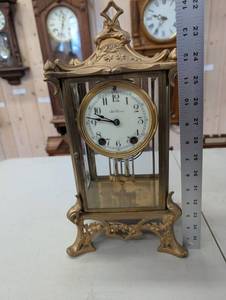 Seth Thomas Mantel Clock Brass & Glass Ornate Case Vintage Victorian Style