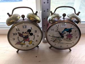 Bradley Mickey Mouse Twin Bell Alarm Clocks (Lot of 2)