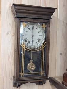 Sessions Wall Clock - Oak Case, Pendulum, Roman Dial, Made in USA