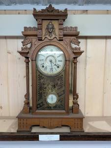 Kroeber Antique Clock - 1888, Intricately Carved Wooden Case