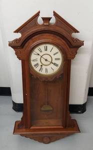 New Haven Lena Time Victorian Wall Clock w Pendulum 34.5in Untested