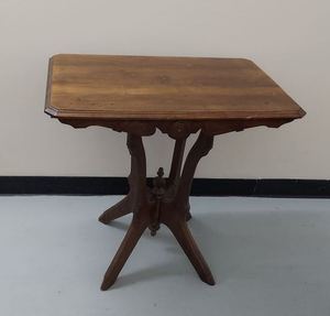Vintage Wood Parlor Side Table Rectangular Top Four-Leg Base