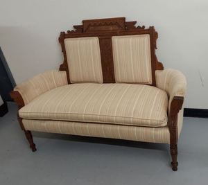 Antique Victorian Eastlake Walnut Upholstered Settee Loveseat Good
