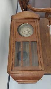 Antique Oak Wall Regulator Clock with Pendulum Gong Strike Untested