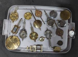Antique Clock Pendulum Parts Lot Brass Nickel Mixed Makers Repair