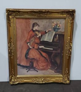 H.A. DeNunzio After Renoir Girls at Piano Framed Canvas, Good