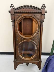 Antique Victorian Gothic Walnut Wall Clock Case 48in Tall Parts