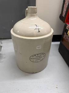 Awelza Mangler Co Stoneware Advertising Jug 4 Gal St Paul Minn