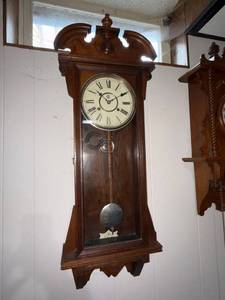 Waterbury Clock Co Antique Wall Regulator Clock Wood Case 36in