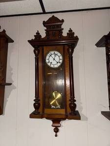 Antique Vienna Regulator Style Wall Clock Wood Case Pendulum 32in