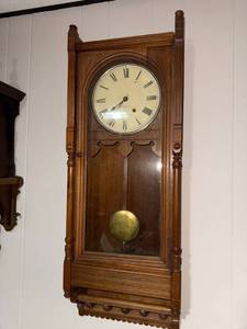 Seth Thomas Antique Wall Regulator Clock Wood Case Pendulum 30in