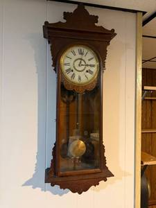 Antique Victorian Walnut Wall Regulator Clock Pendulum 39in