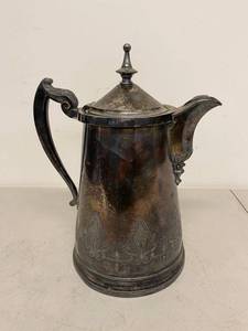 Antique Silverplate Coffee Pot Porcelain Lined 13in Broken Finial