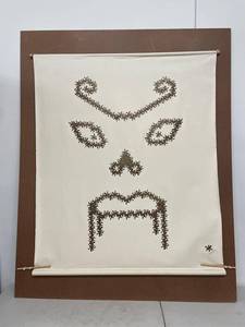 Artist Signed Shmuzzle Gecko Face Wall Hanging Canvas Textile Art on Backing Board