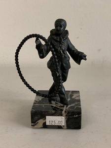 Vintage Harlequin Hoop Dancer Metal Figurine on Marble Base Repair