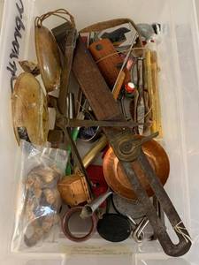 Mixed Vintage Curio Tool Lot Divider Animal Claws Copper Pan Parts