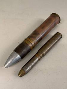 Vintage Inert Military Artillery Shell Display Rounds 2 Pc Patina Lot