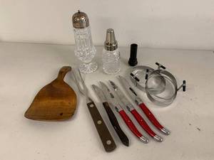 Vintage Kitchenware & Barware Lot Cutco Fork Irish Crystal Shaker Used