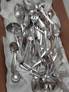 Mixed Flatware Lot Sterling & Silverplate Forks Spoons Knives Servers