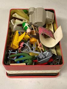 Vintage Little People Accessory Lot in Mary Engelbreit Tin Good