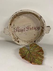 Rustic Saint Julien Hand Painted Tray & Leaf Dish French Country Decor
