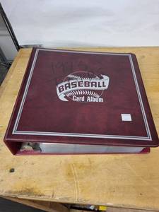 Baseball Card Album Binder - Burgundy with Vintage Cards
