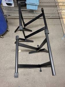Barbell Rack Stands - Pair, Heavy-Duty Black Steel, 4 Bar Holders