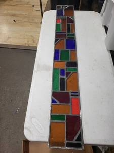 Stained Glass Mosaic Panel - Multicolor Geometric Glass Tiles, 41 in Long