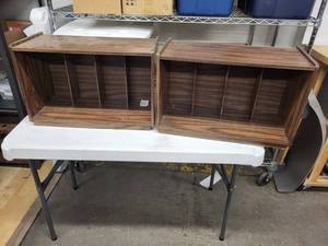 Walnut Wood Veneer 5-Compartment Cubby Shelf Set of 2