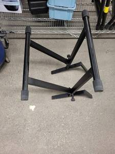 Black Steel Adjustable Work Stand with Dual Top Crossbars - Heavy-Duty Industrial Stand
