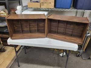 Walnut Wood Veneer Cabinet with 4 Compartments - Pair