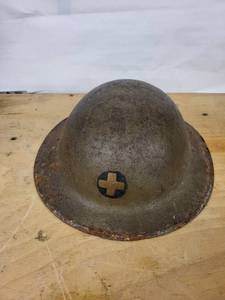 Brodie-Style Steel Helmet with Medical Cross Insignia